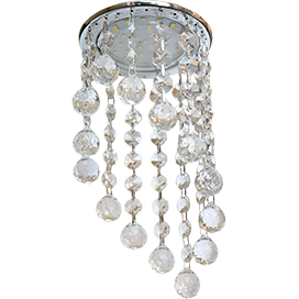 Фотография товара 'Ecola FA53RVECB Круглый с большими хрусталиками на подвесе 225x110'