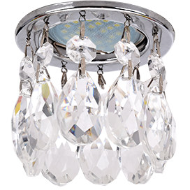 Фотография товара 'Ecola FC16RVECB Стекло Круг с каплевидными хруст. на прямом подвесе 84x100'