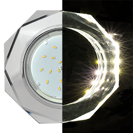 Фотография товара 'Ecola SM538AECH Стекло 8-угольник с прямыми гранями с подсветкой 38x133'