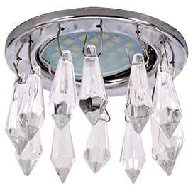 Фотография товара 'Ecola FH16RVECB Стекло Круг с продолговатыми хруст. на коротком подвесе 84x76'