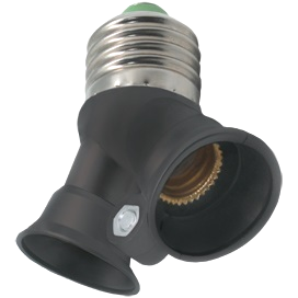 Фотография товара 'Ecola A7T24BEAY Переходник с цоколя E27 на 2хE14'